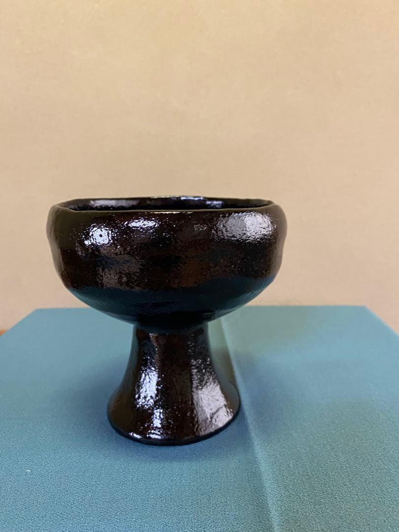 茶道具/楽茶碗 佐々木松楽 馬上杯 黒楽 松楽窯
