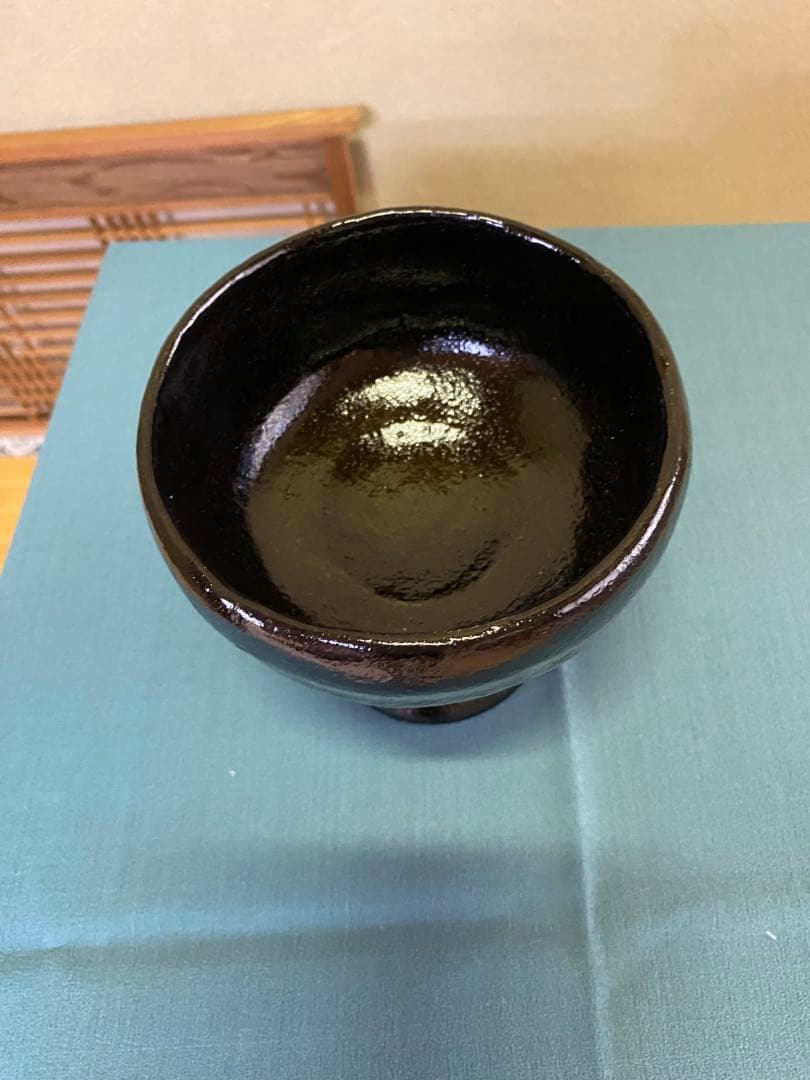茶道具/楽茶碗 佐々木松楽 馬上杯 黒楽 松楽窯