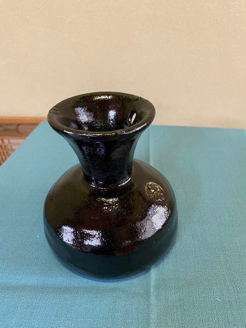 茶道具/楽茶碗 佐々木松楽 馬上杯 黒楽 松楽窯