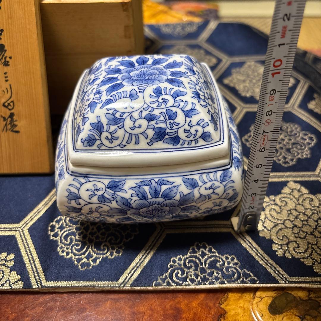 平安 陶磁器 四角形 水差し 木箱付き