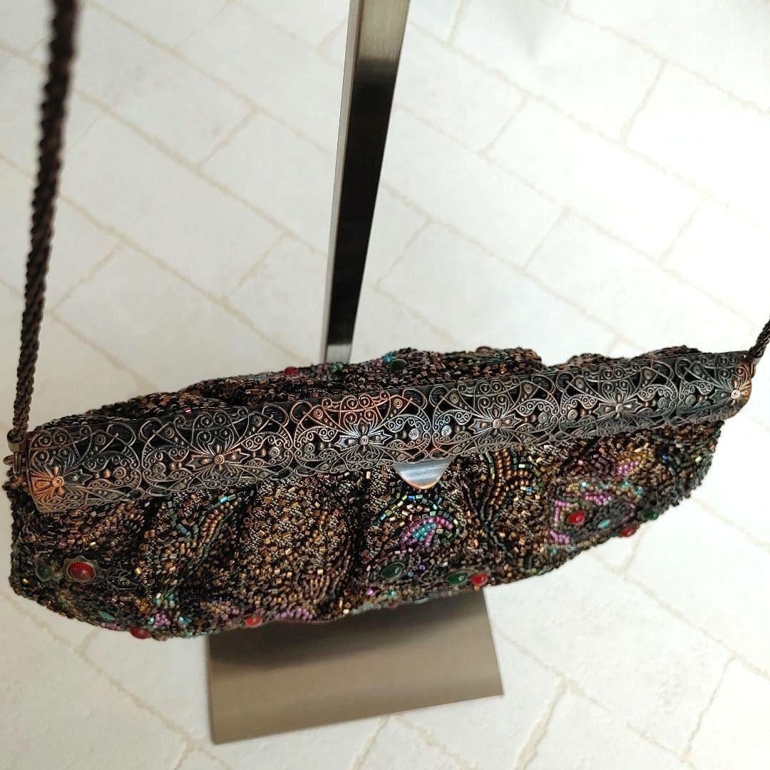 ルミーはしもと 総ビーズ ハンドバッグ がま口 皇室御用達 アンティークビジュー