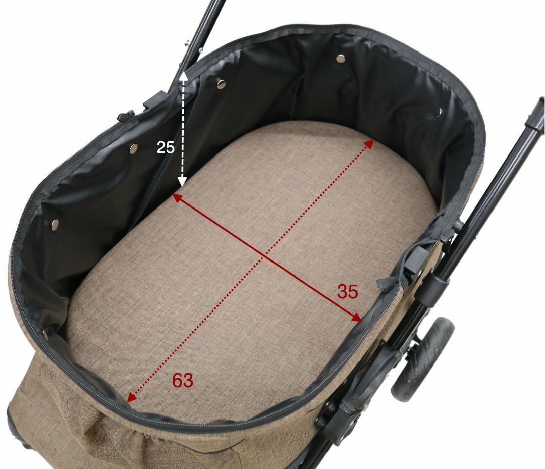 多頭用耐荷重30kg！ココハート ４輪ペットカート/甘えん坊バギーBIG 茶