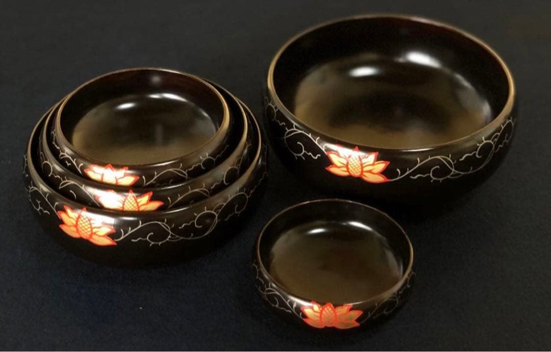 《R》輪島塗 会席五ツ揃小鉢5客 蒔絵付 木製漆器　251007あ7