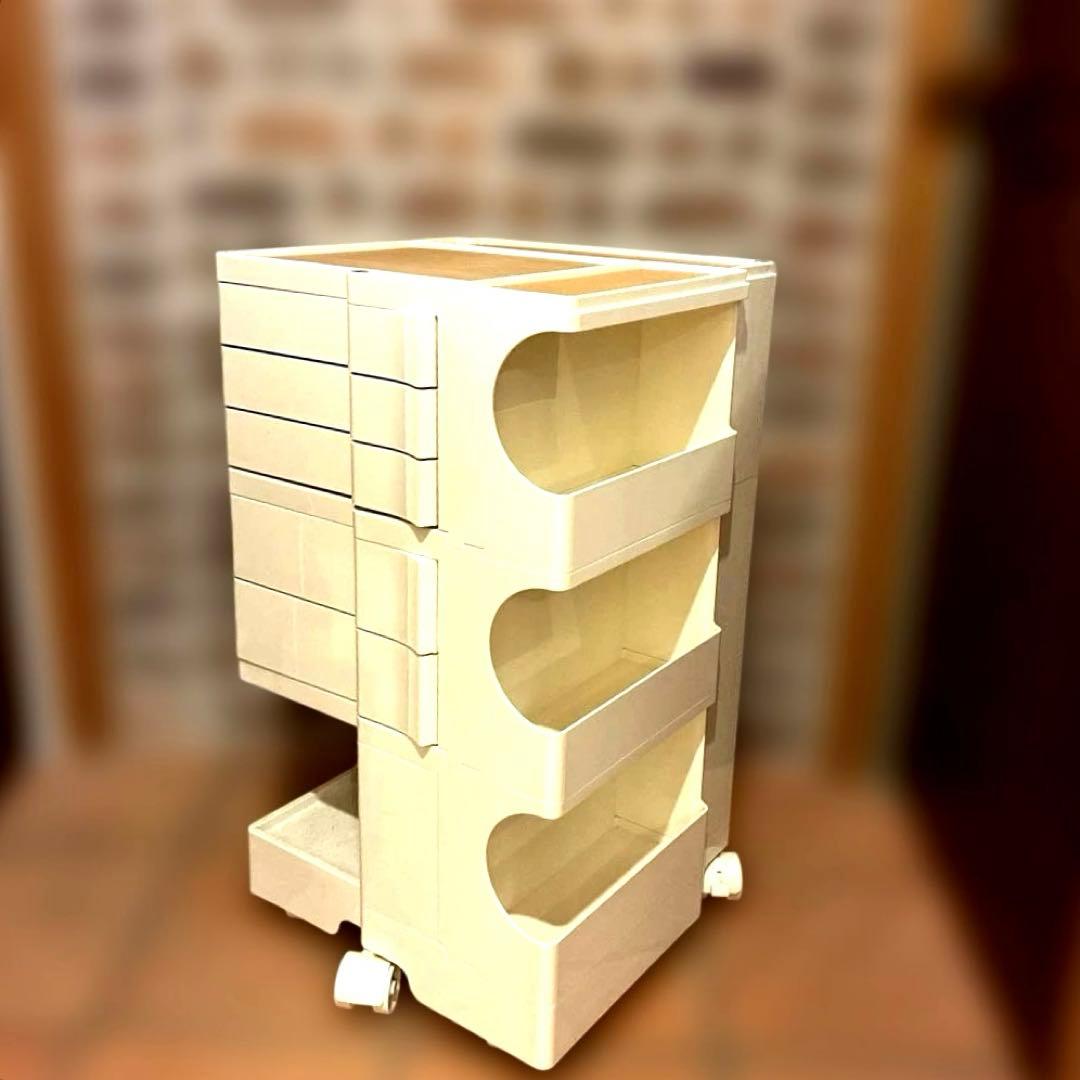 ファイルワゴン 回転式手押し車 2段 3段 5トレイ　専用ウッドトレイ付き