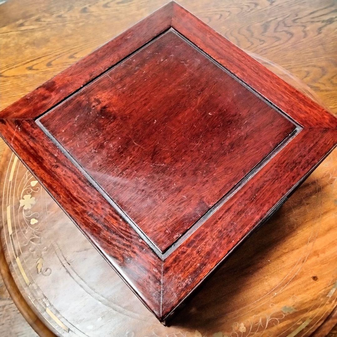 花台 中国 唐木　花台飾台　香炉台　盆栽台　正方卓 中国美術　訳アリ品