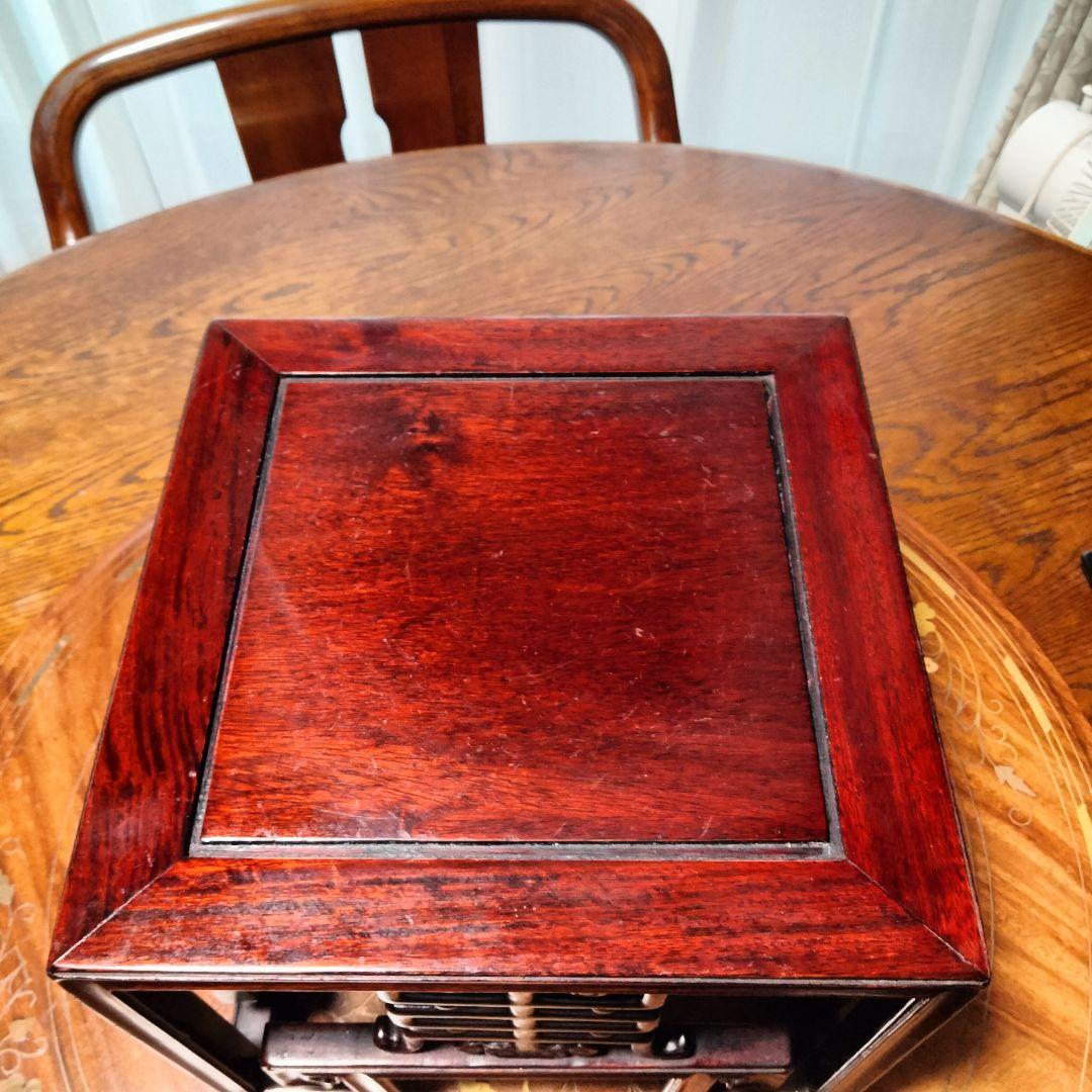 花台 中国 唐木　花台飾台　香炉台　盆栽台　正方卓 中国美術　訳アリ品