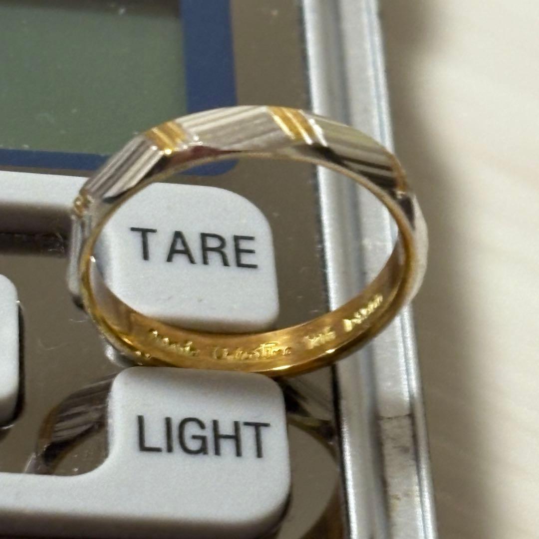 k18 pt900コンビの多角形リング