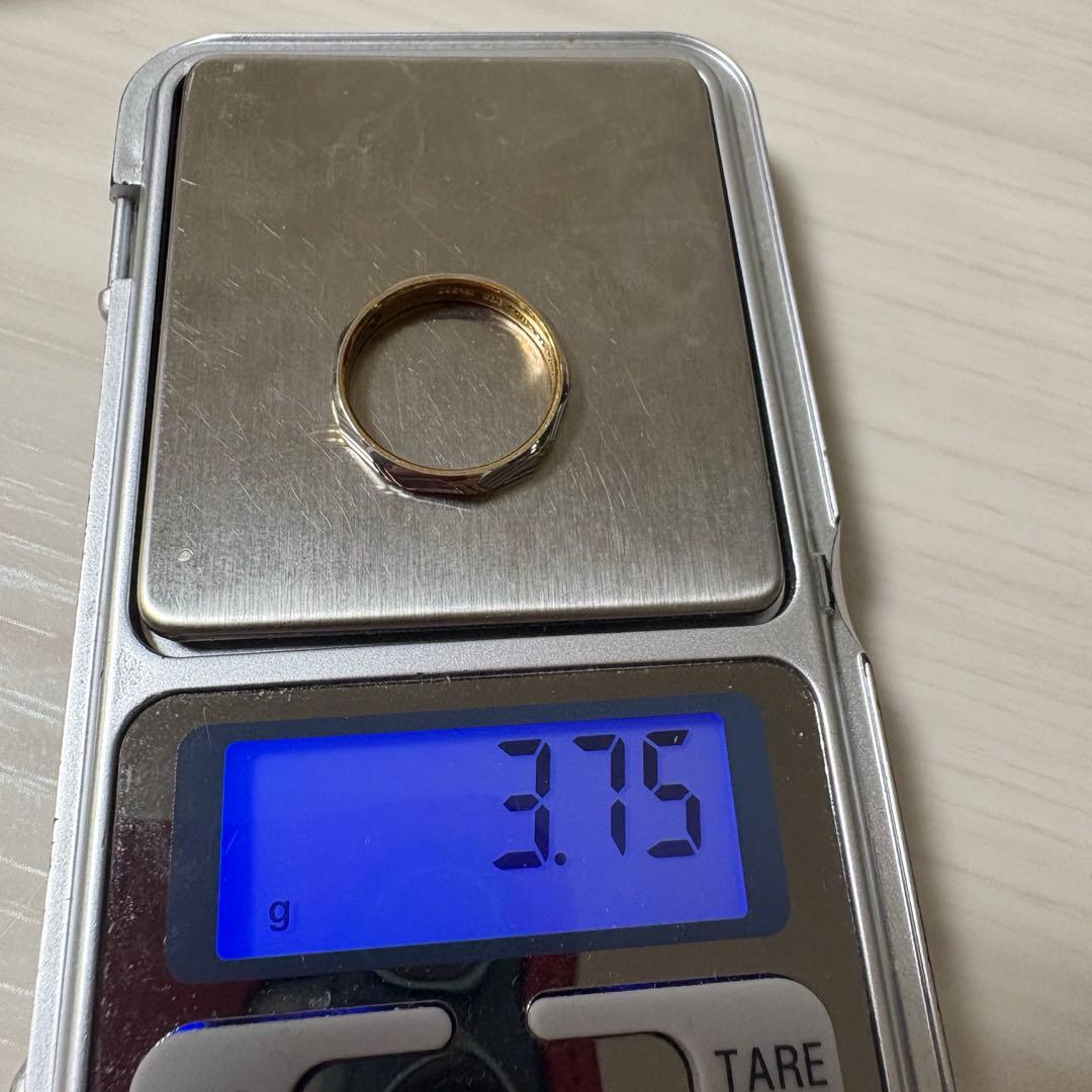 k18 pt900コンビの多角形リング