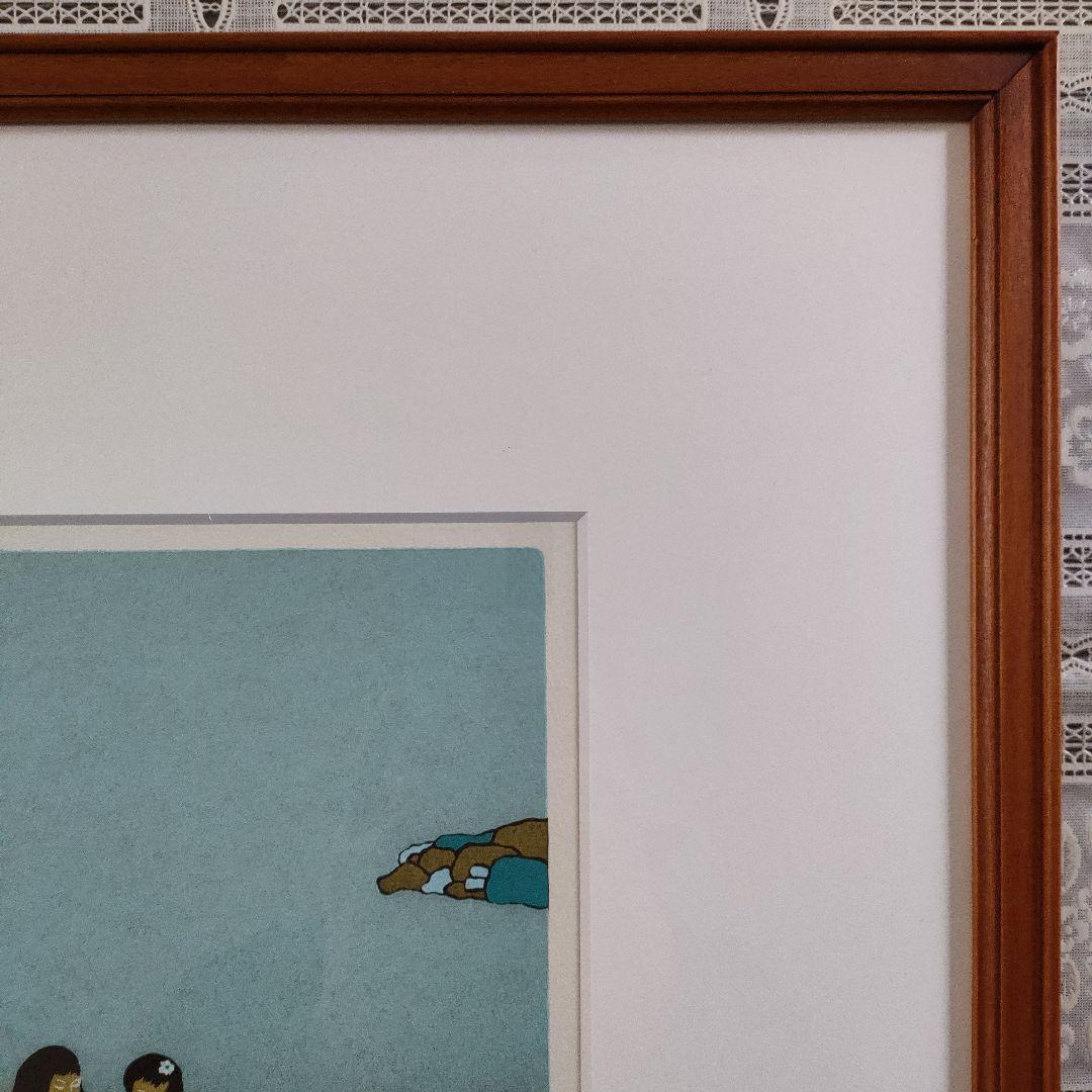 \"未使用\" 田中正秋　木版画『流し雛 \"鳥取\"』直筆サイン入、共箱付