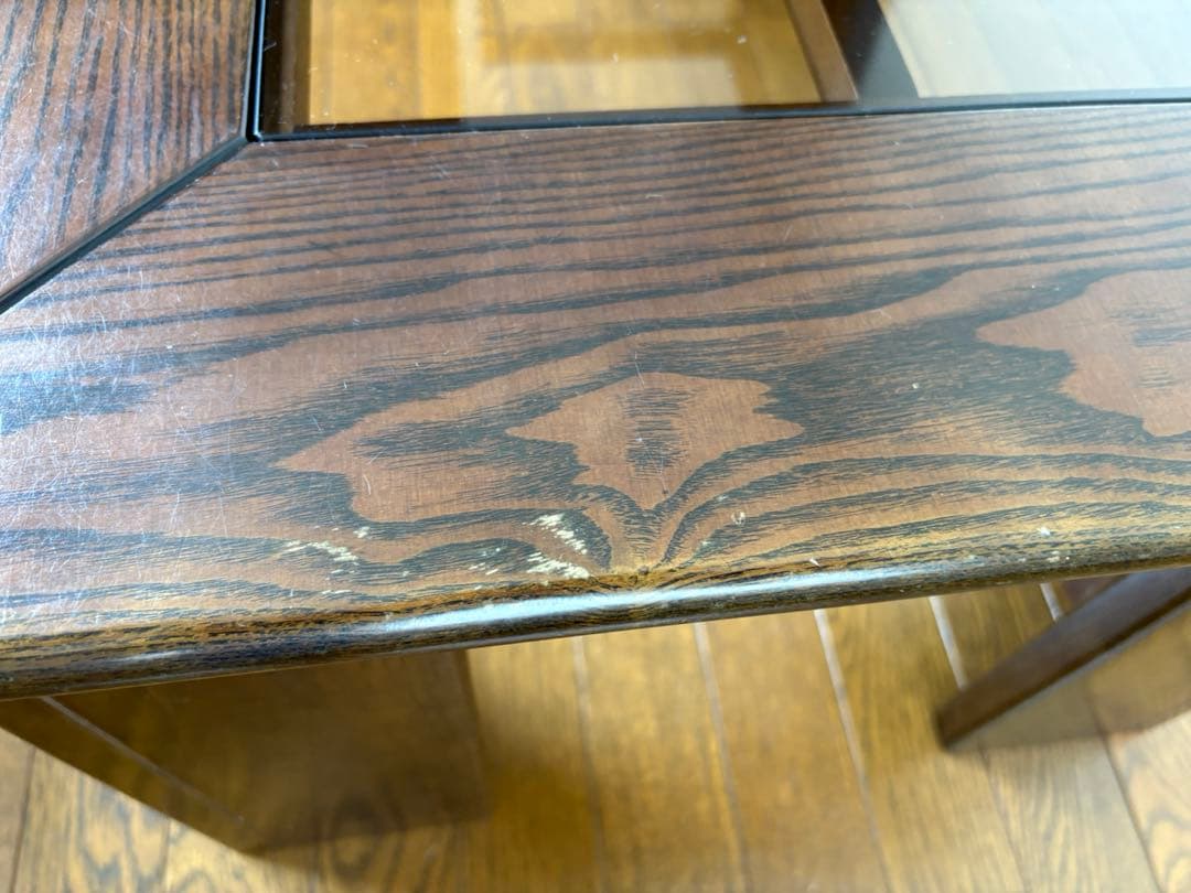 木製ガラス天板座卓 センターテーブル　ローテーブル