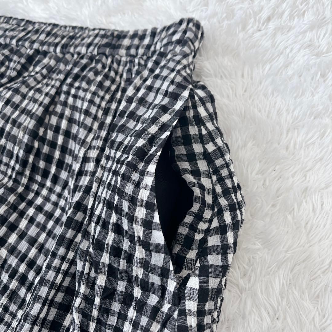 【極美品】センソユニコ芽風 サルエルパンツ シルク混 ギンガムチェック 変形