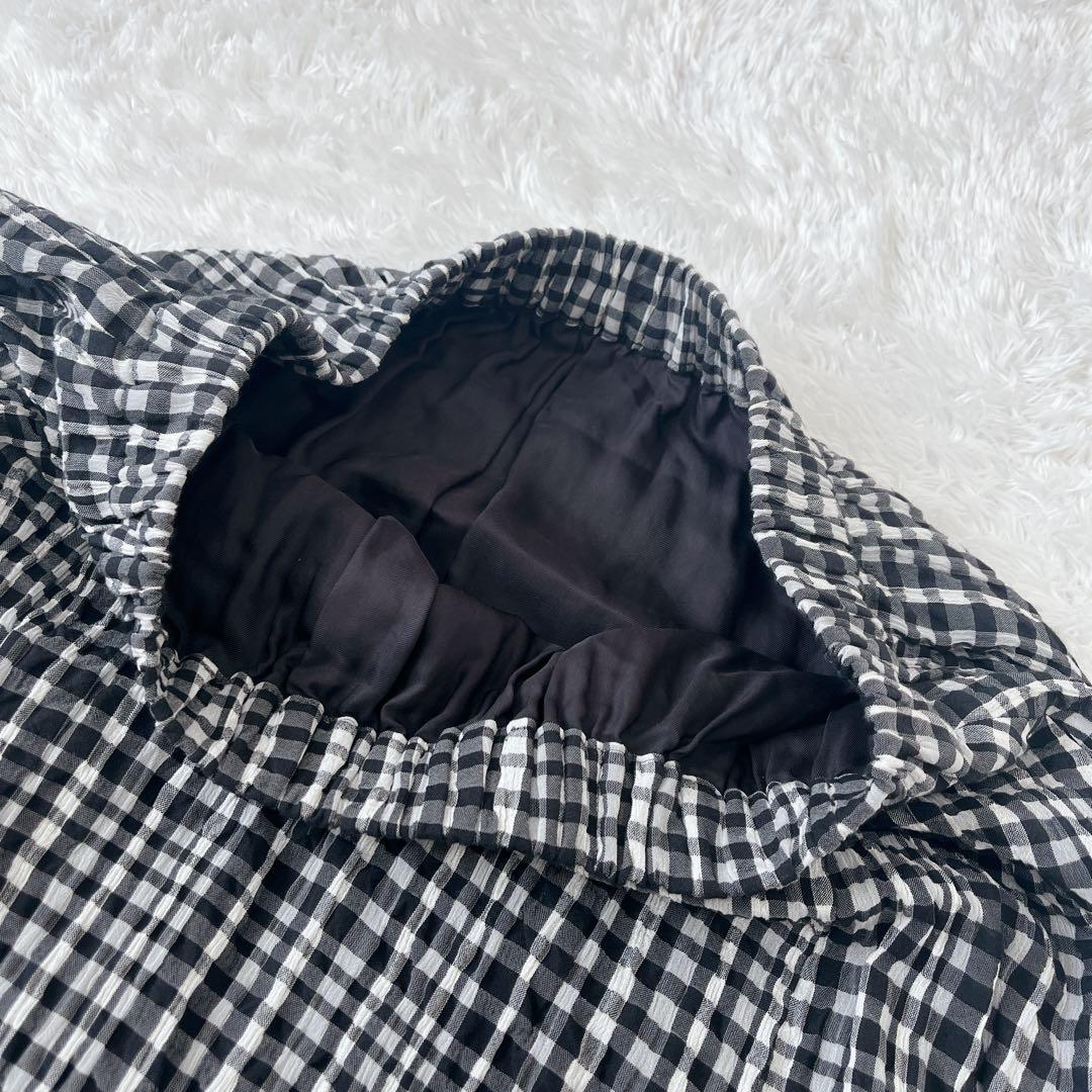 【極美品】センソユニコ芽風 サルエルパンツ シルク混 ギンガムチェック 変形