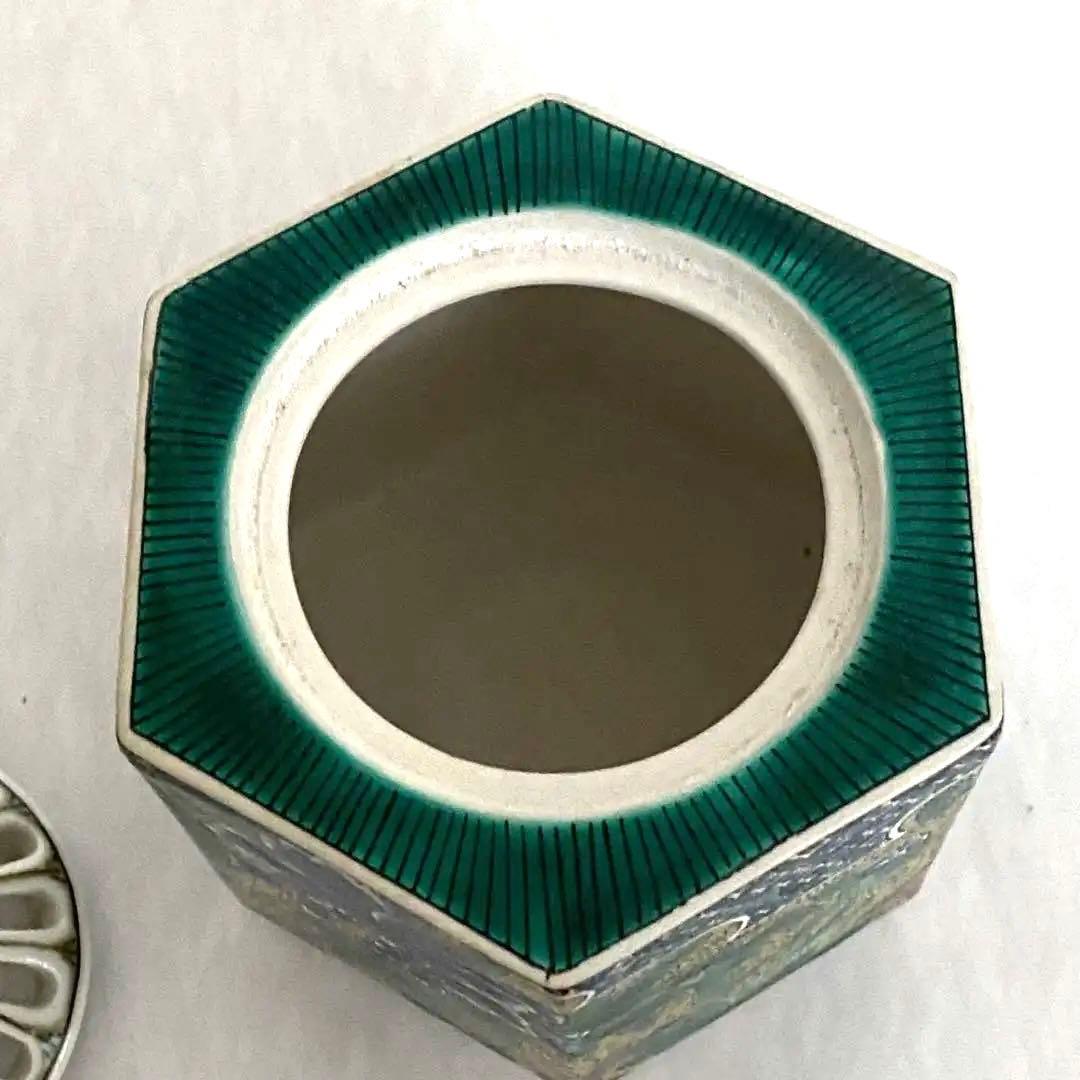 香道具　六角香炉　九谷　白雅　五彩手