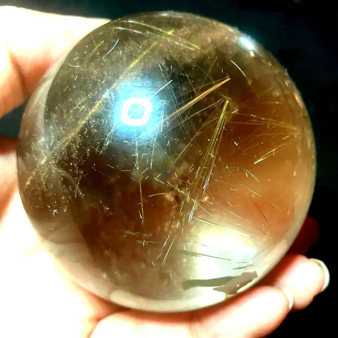 超大玉　70mm ゴールドルチルクォーツ　金針水晶　パワーストーン