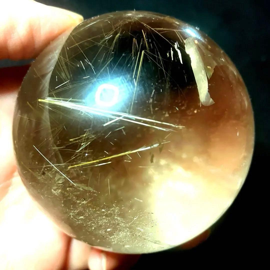 超大玉　70mm ゴールドルチルクォーツ　金針水晶　パワーストーン
