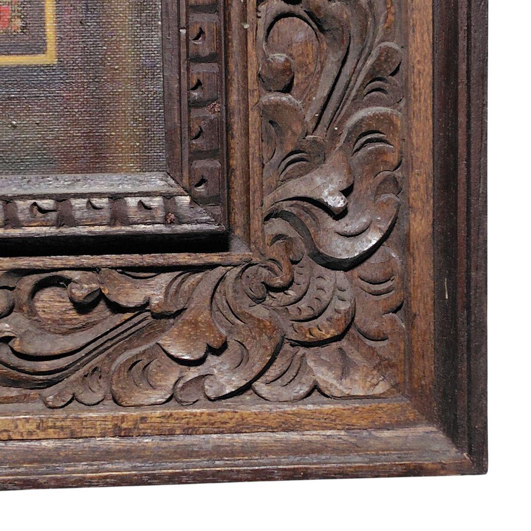 油彩 キャンバス 彫刻額縁 寺院の祭りバリ島