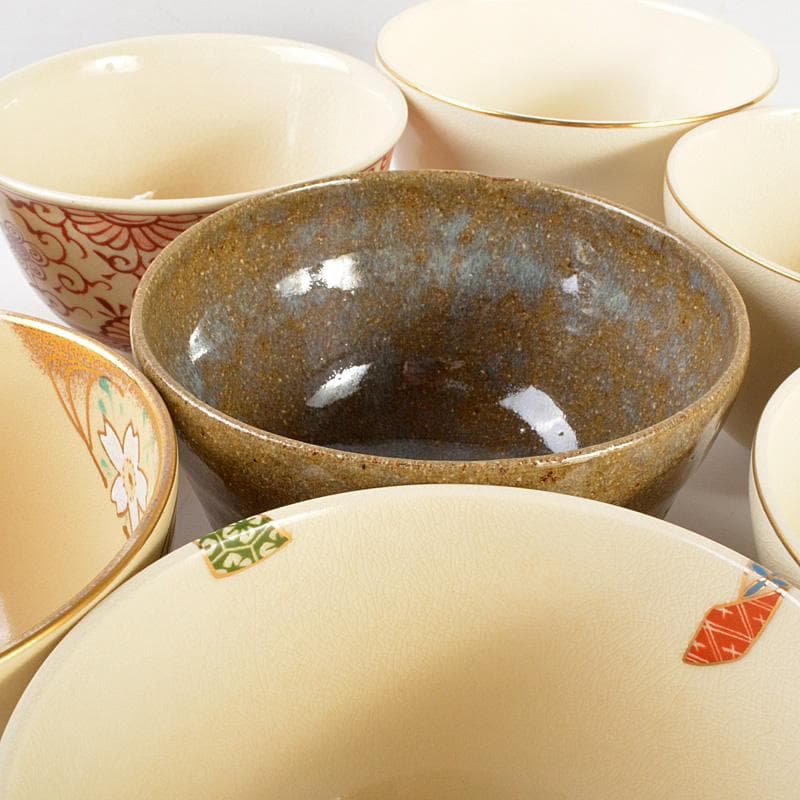 京焼　清水焼　 宮地英香　小栗龍靖　井原瑞雲など　茶碗　八点　V　R7280F