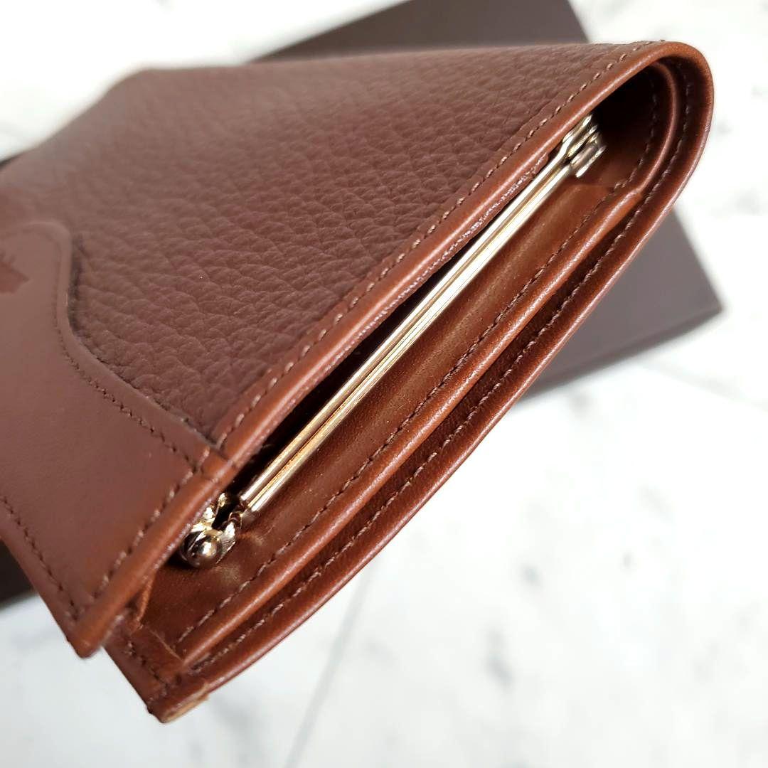 バーバリー BURBERRY 折り財布 ミドル がま口 極美品 レザー ブラウン