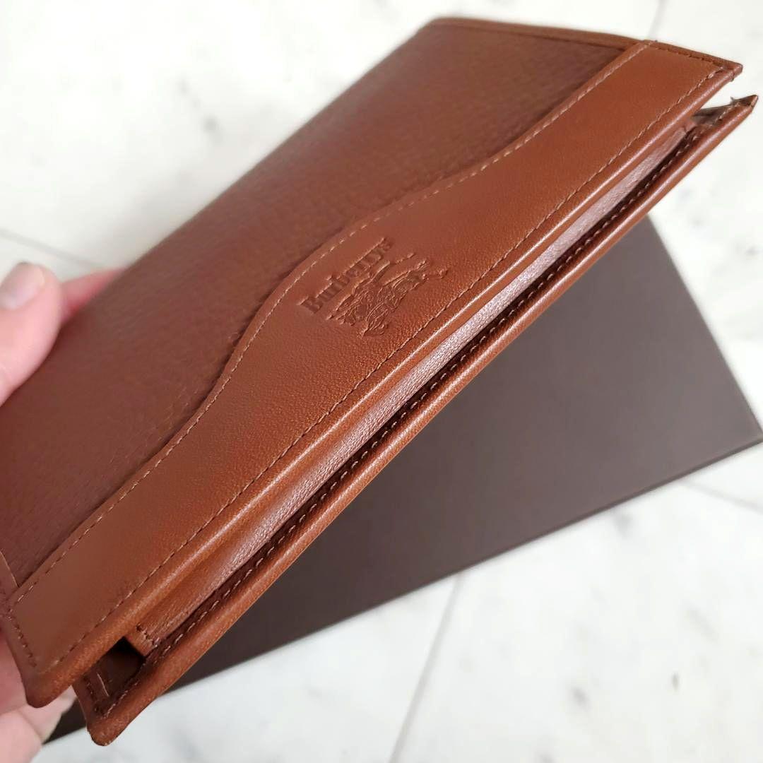 バーバリー BURBERRY 折り財布 ミドル がま口 極美品 レザー ブラウン