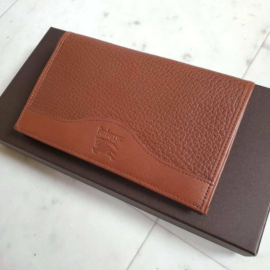 バーバリー BURBERRY 折り財布 ミドル がま口 極美品 レザー ブラウン