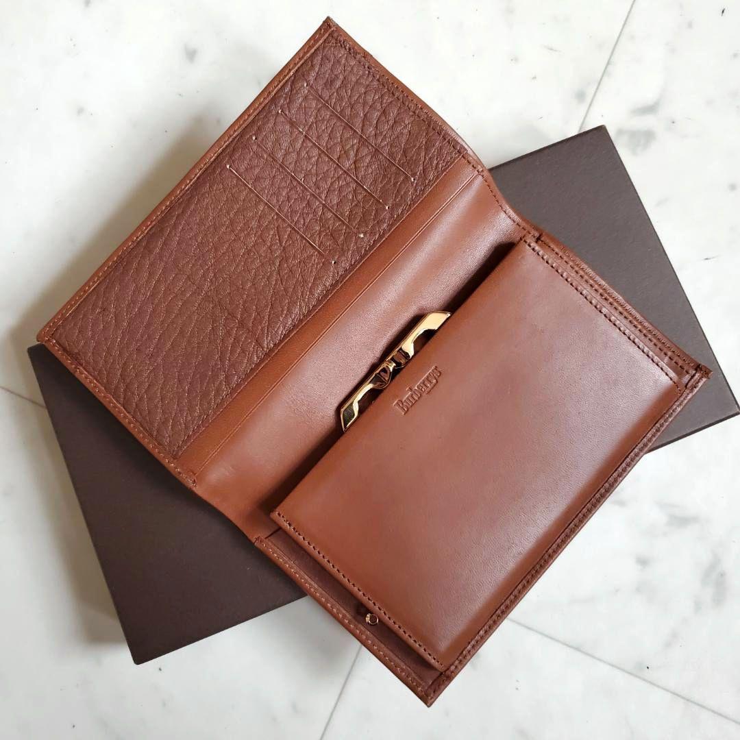 バーバリー BURBERRY 折り財布 ミドル がま口 極美品 レザー ブラウン