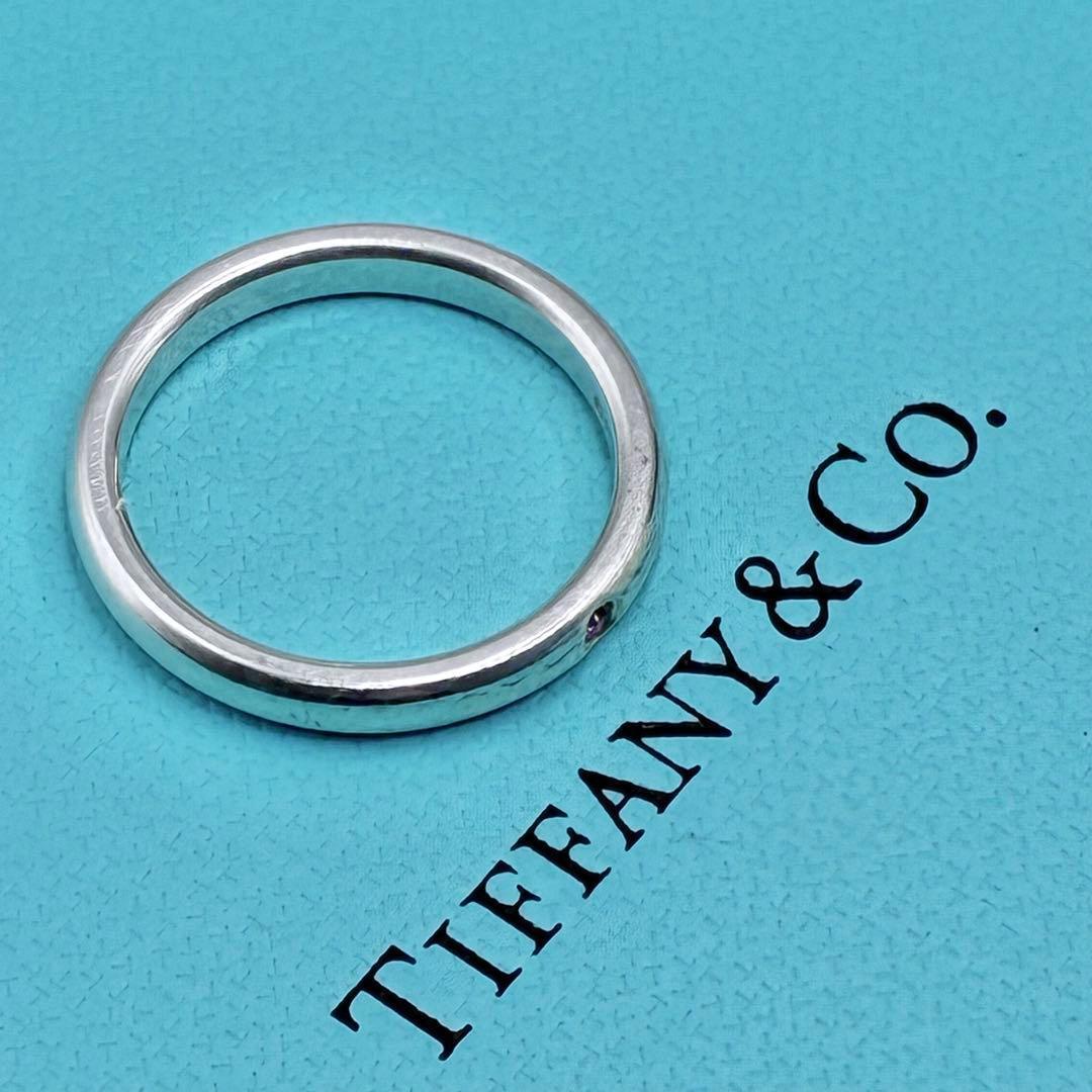 ティファニー　13号　スタッキング　バンド　リング　　シルバー　ピンクサファイア