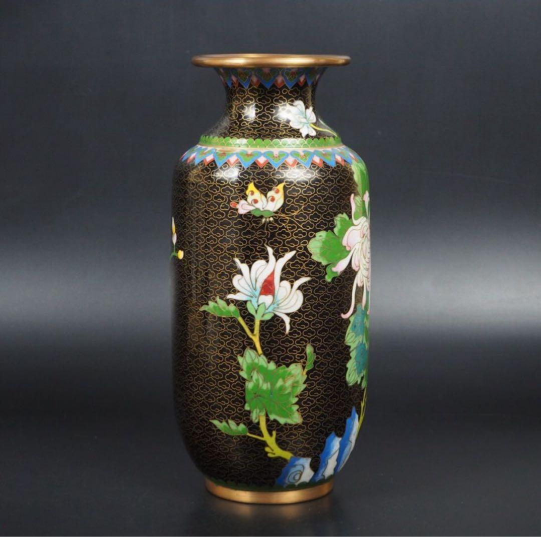 送料無料　中国古玩　景泰藍七宝花瓶　高さ約26ｃｍ