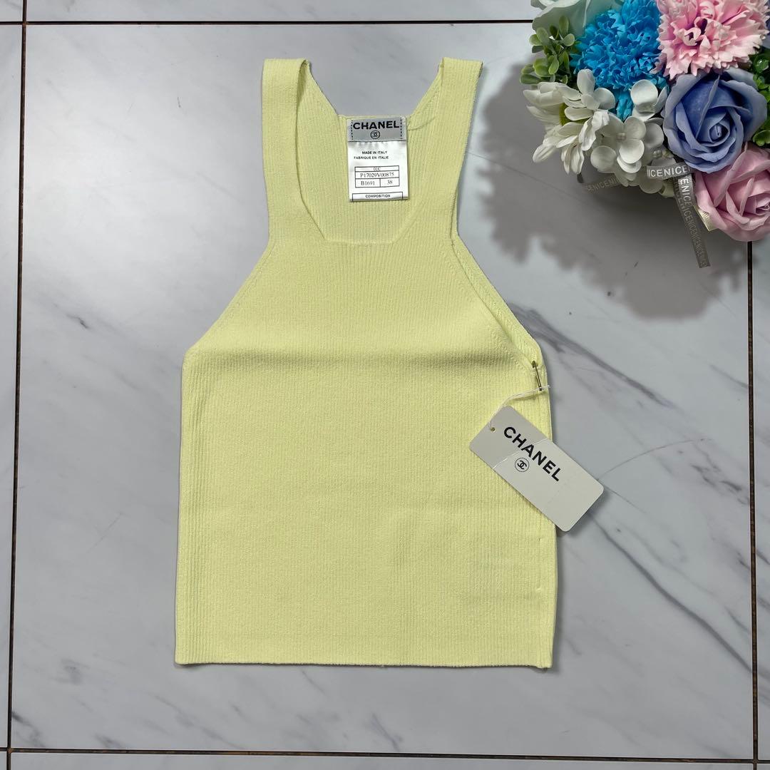 新品 CHANEL 01C タンクトップ レーヨン イエロー 38
