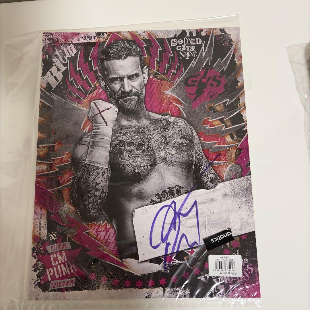 CM パンク 直筆サインフォト　2025WWE 日本公演公式グッツCM PUNK
