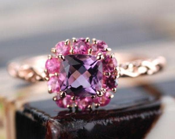 専用ですアメシスト×ピンクサファイア　花色のハーモニーリング