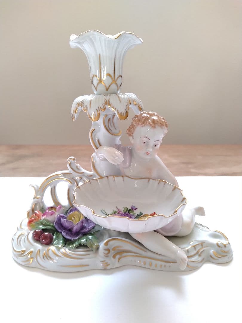 希少 Dresdenドレスデン カールティーメ工房　　天使の燭台ペア キャンドル