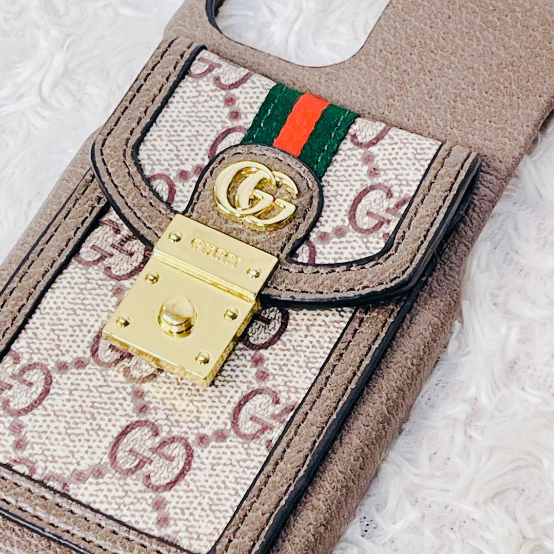 【美品】GUCCI iPhone14 GGキャンバス シェリーライン グッチ
