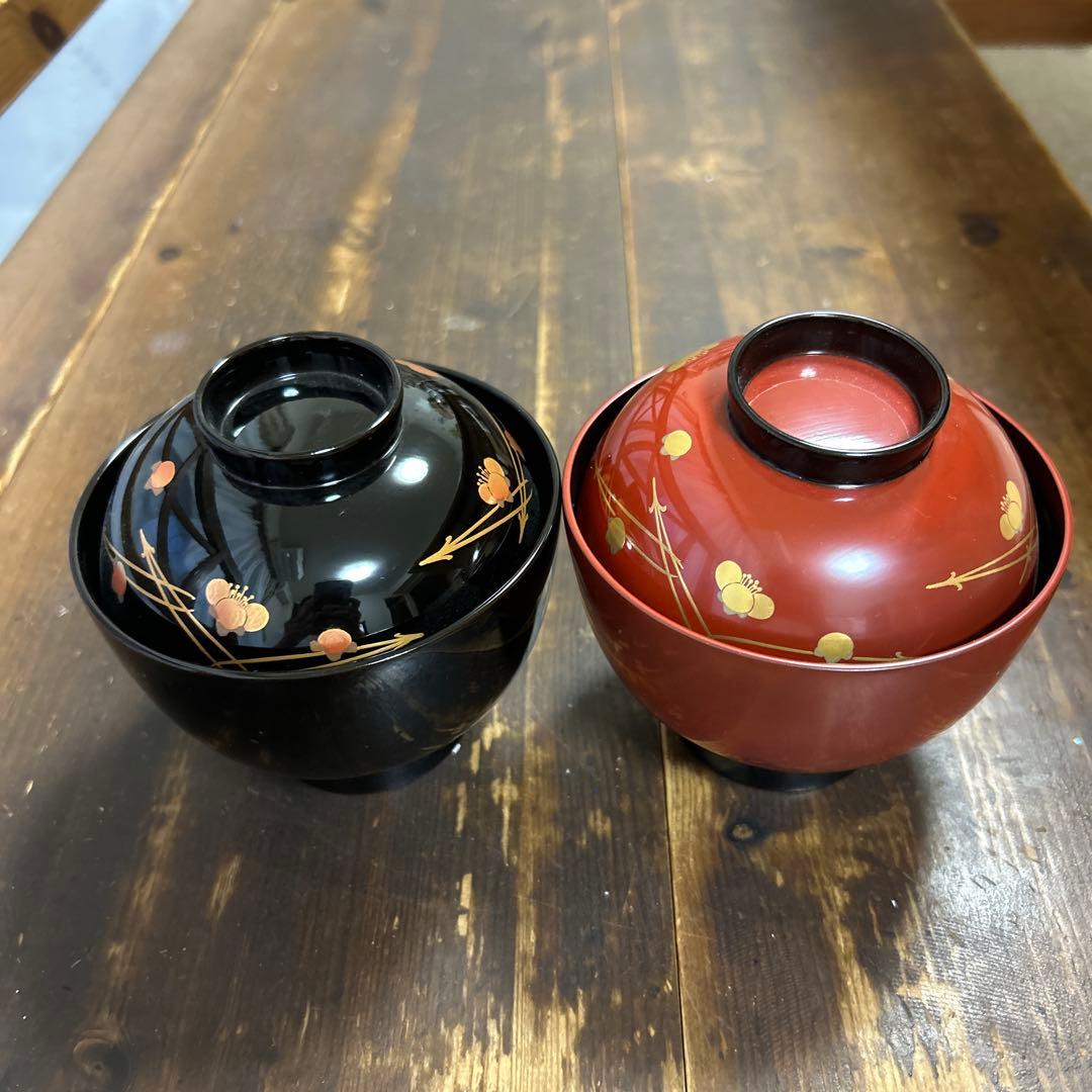 希少　輪島塗　慶塚作　蓋付き　汁椀　吸物椀　ペア