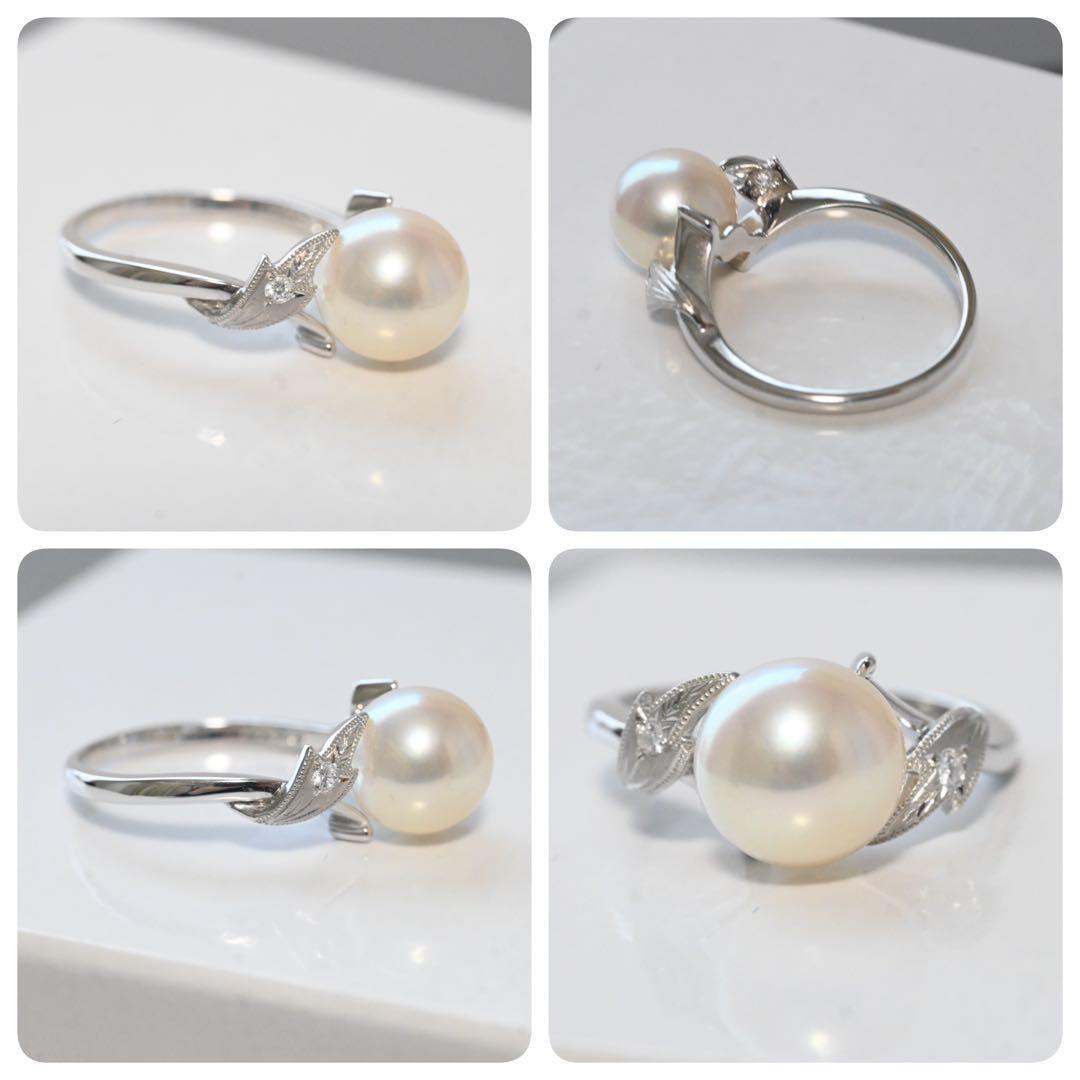 【新品仕上げ済み】ミキモト　ダイヤ　アコヤ　パール　リング　指輪　Pt950