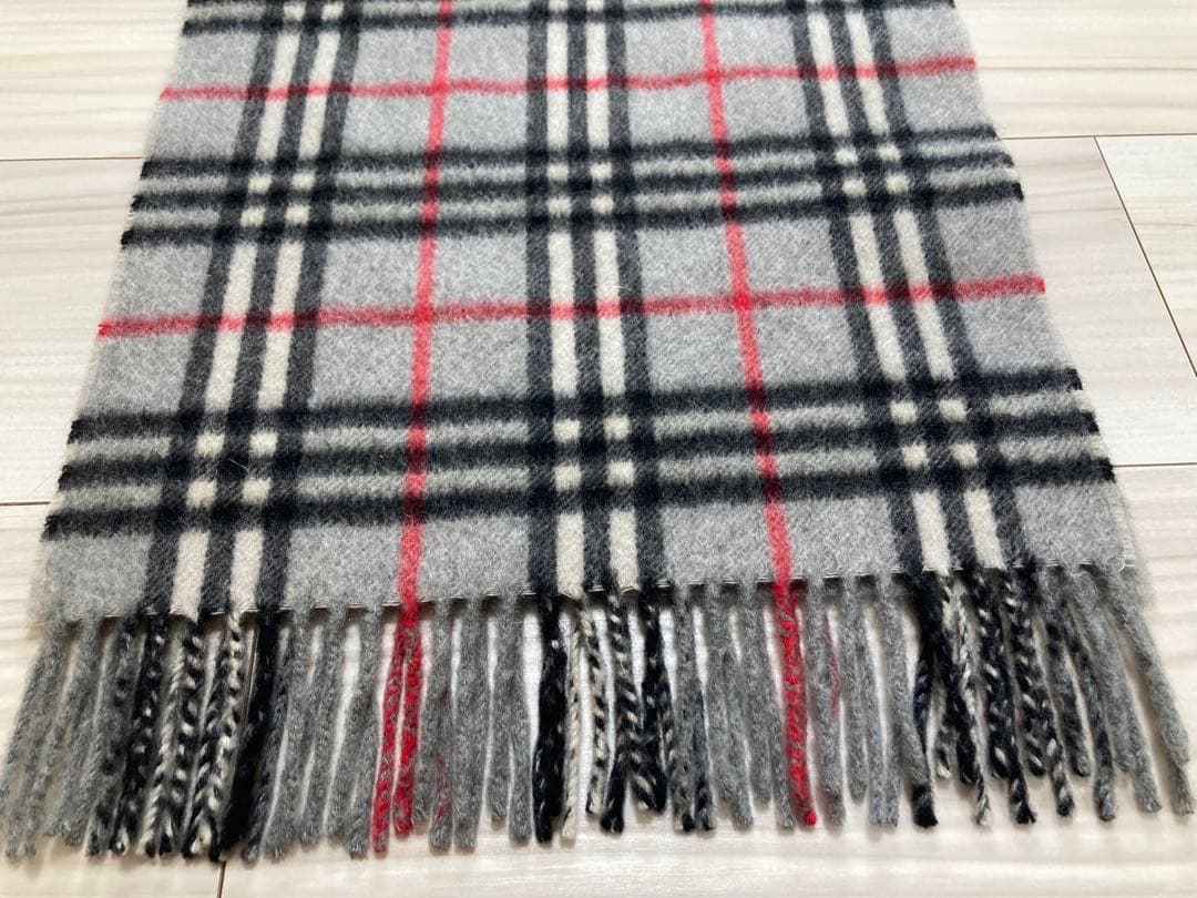 Burberry チェック柄マフラー グレー カシミヤ
