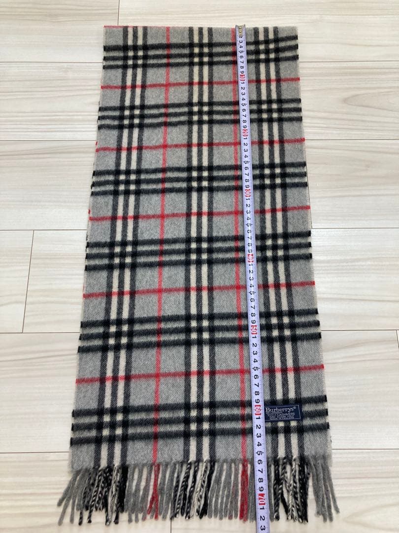 Burberry チェック柄マフラー グレー カシミヤ