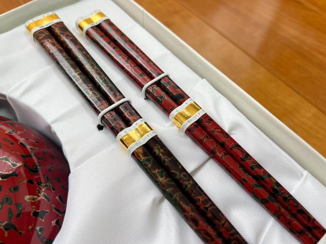【新品未使用】 津軽塗 漆器 椀＆箸 2客セット【津軽塗夫婦椀・津軽塗夫婦箸】