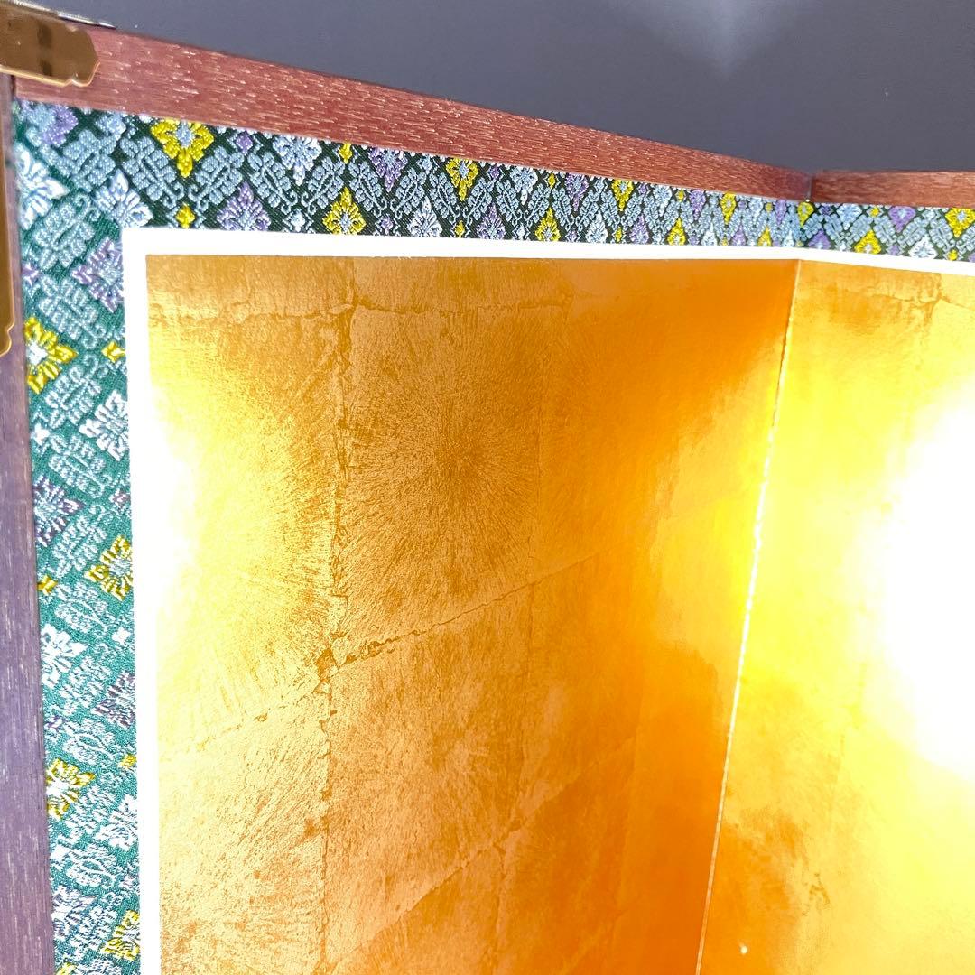 美品 豪華 金 屏風 衝立 パーテーション 慶事 一隻 四曲 四扇 旧家出物