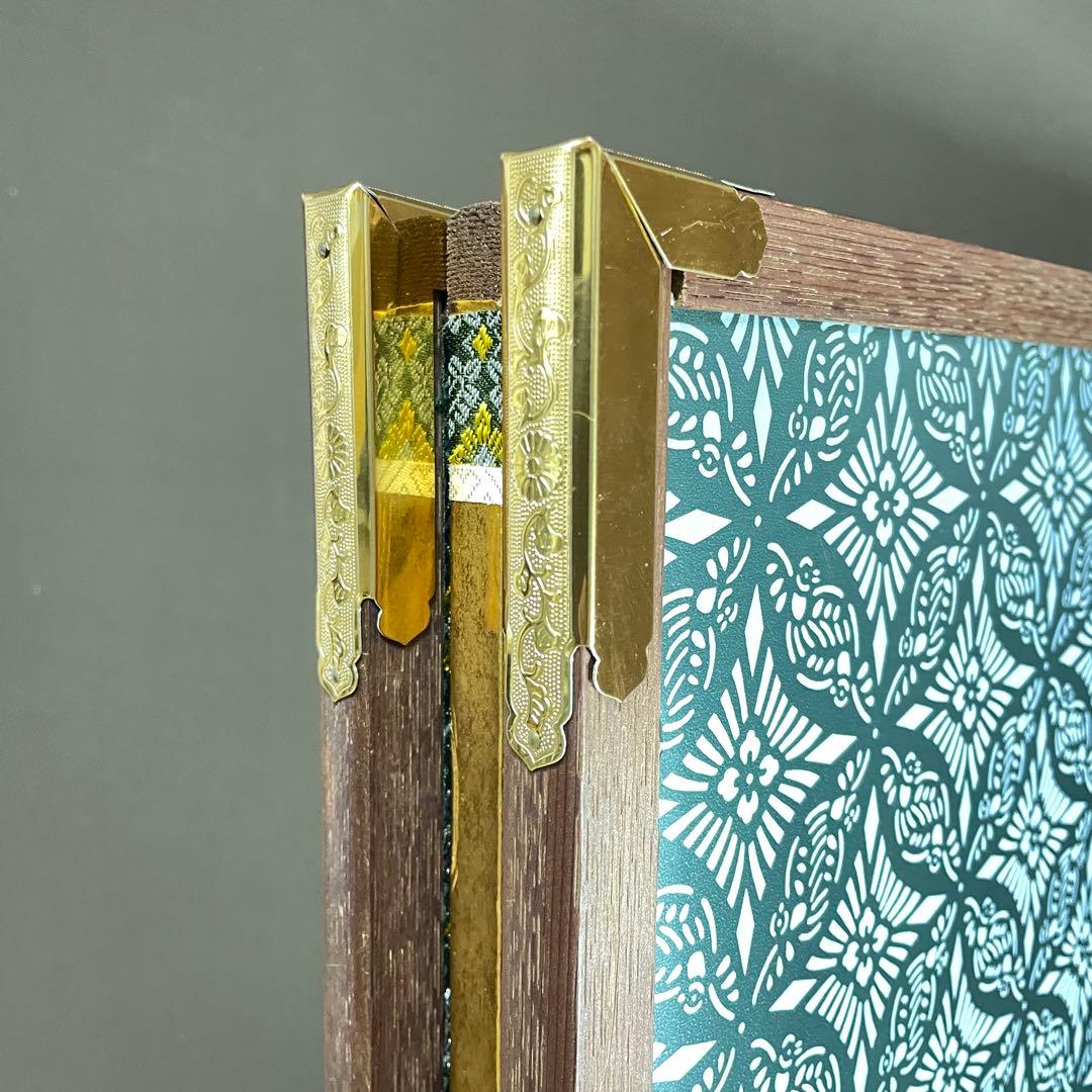 美品 豪華 金 屏風 衝立 パーテーション 慶事 一隻 四曲 四扇 旧家出物