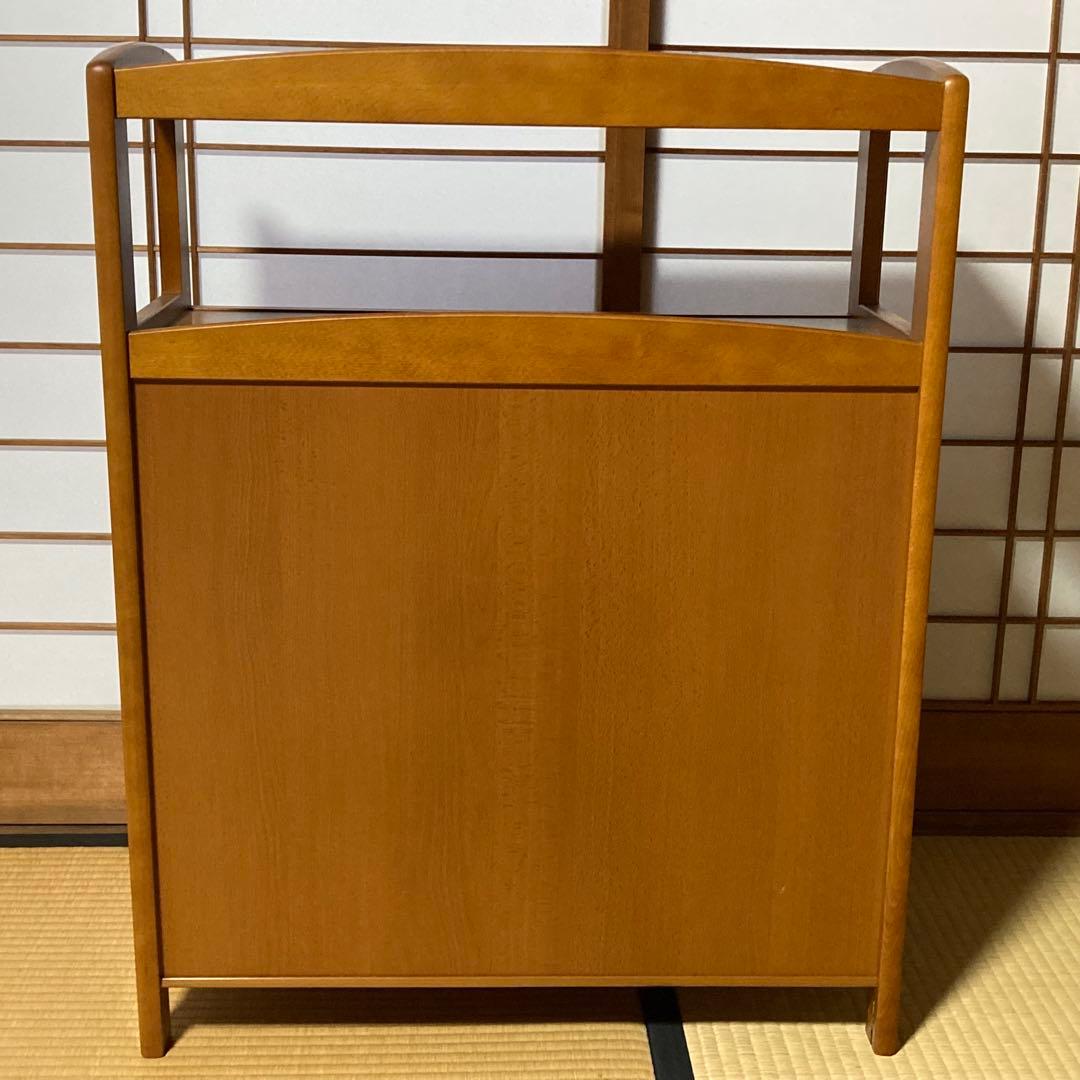 美品　オールドカリモク　ラタン　電話台　FAX台　キャビネット