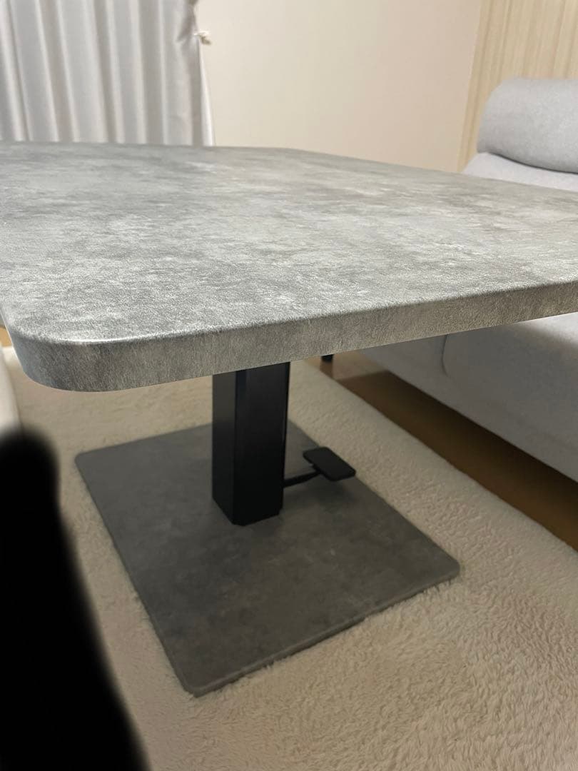 昇降式ダイニングテーブル、ストーングレー