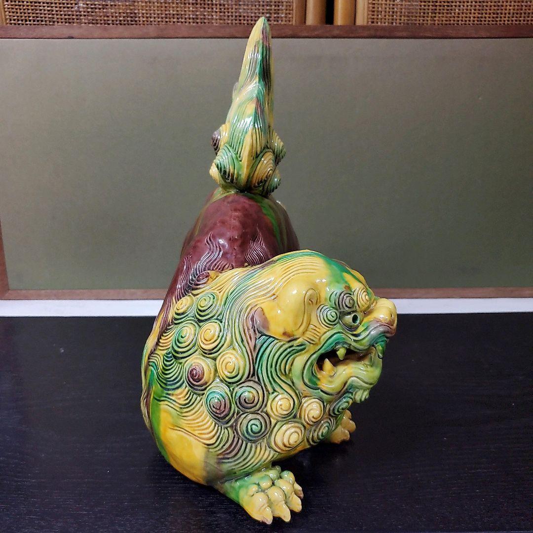 （612）✿特価★十三代横石嘉助★長崎三彩★唐獅子置物★破魔オマケ付き★