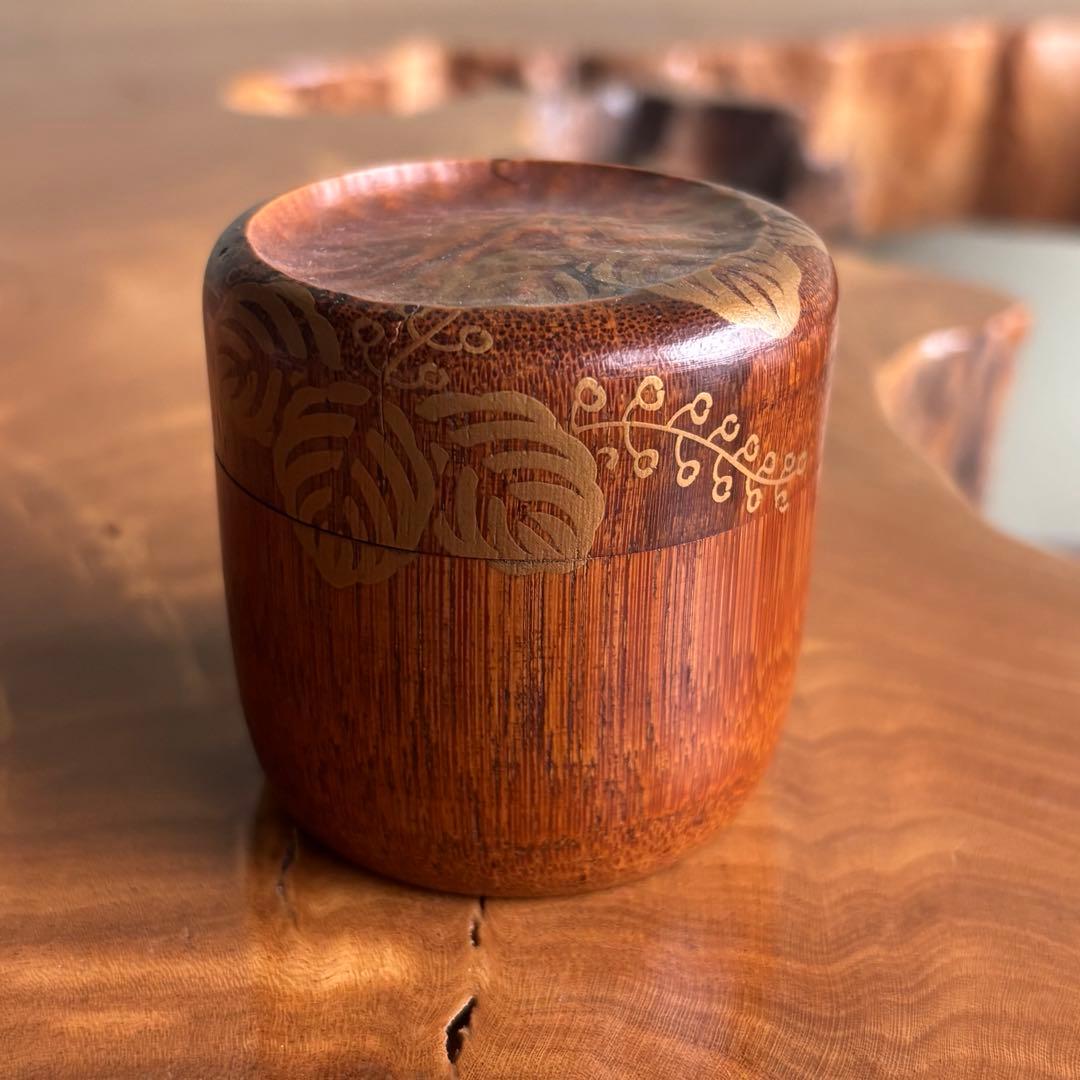 棗 竹根 蔦の葉 作家物 茶道具 共箱