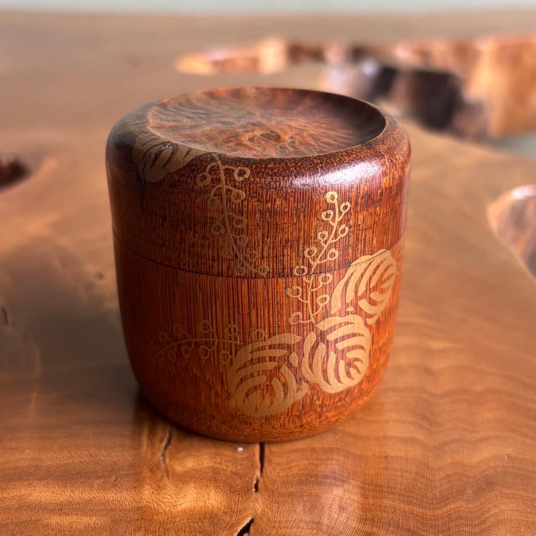 棗 竹根 蔦の葉 作家物 茶道具 共箱