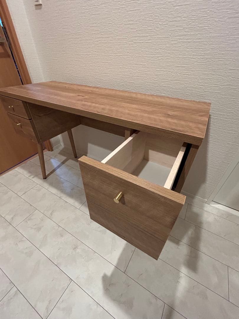 【超美品】LOWYA/木製デスク/ドレッサー/幅110cm/ナチュラルブラウン