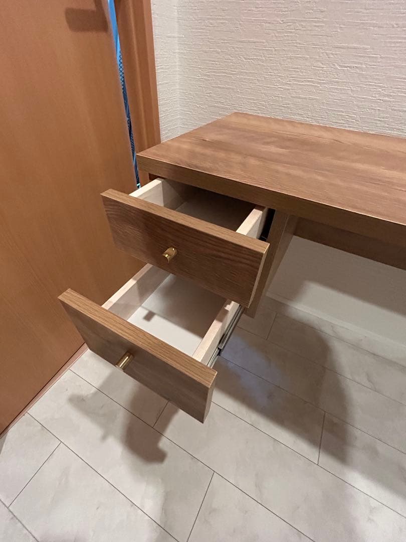 【超美品】LOWYA/木製デスク/ドレッサー/幅110cm/ナチュラルブラウン