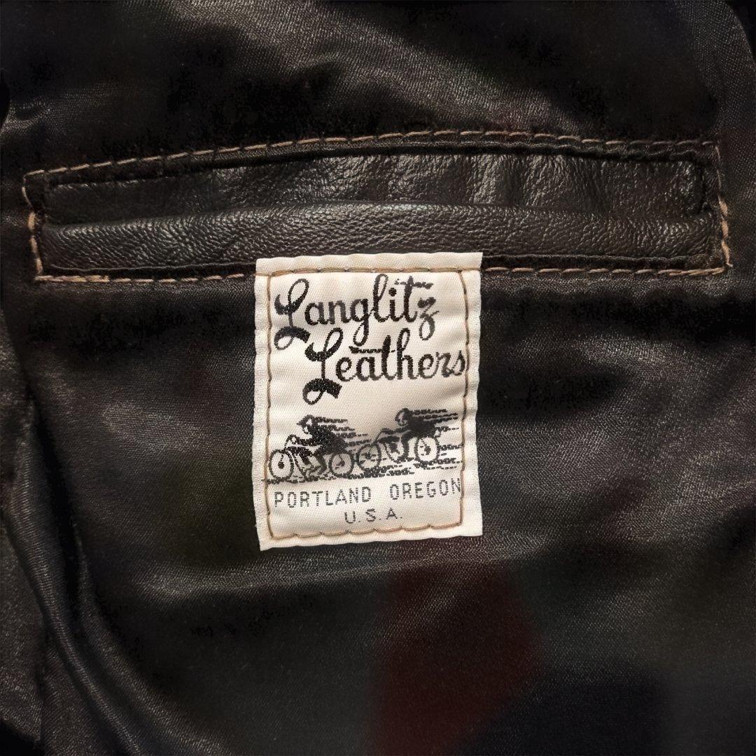 Langlitz Leathers 黒 レザー シングルライダースジャケット