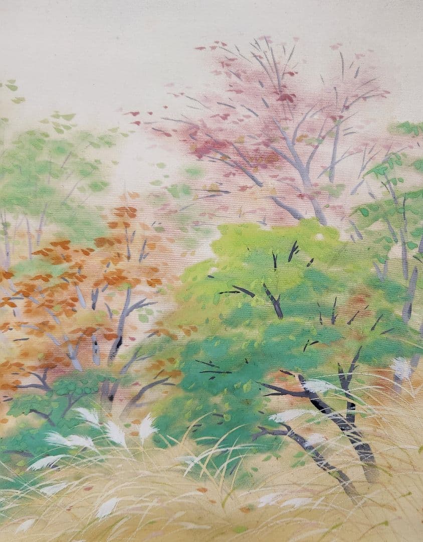 【志賀山の秋図】野口謙次郎 997 長野県 掛け軸　肉筆