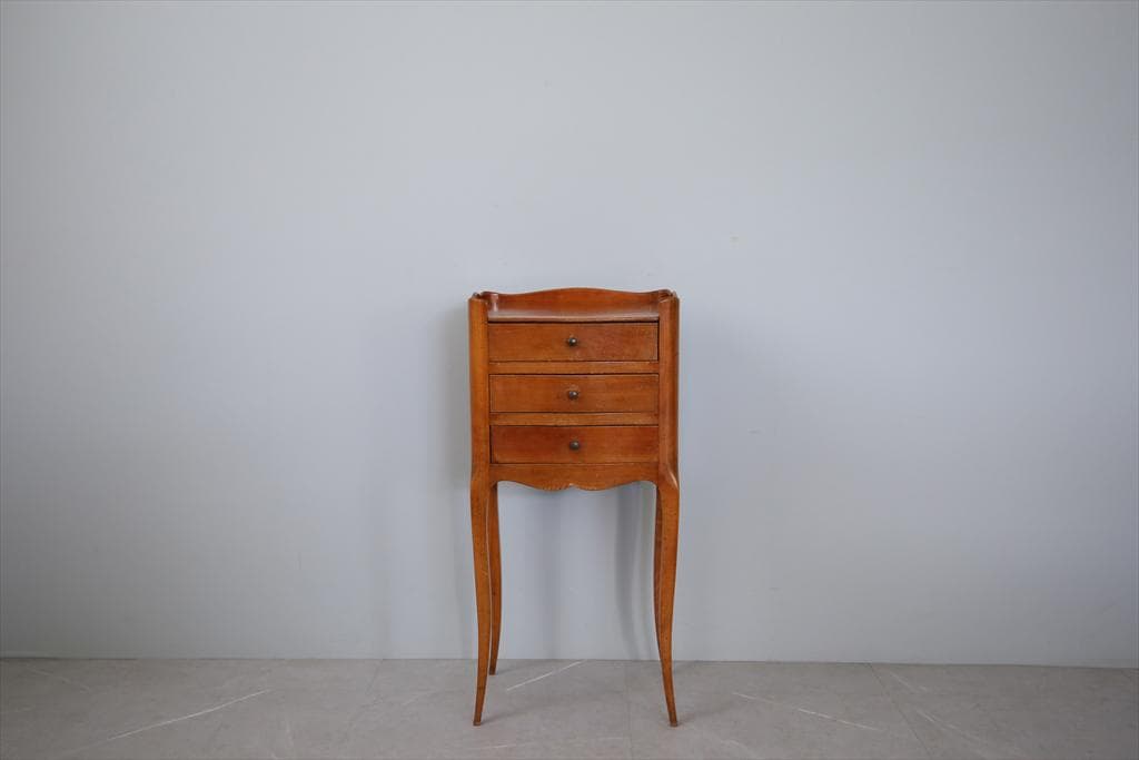 フランスアンティーク猫脚ナイトテーブル/木製キャビネット机飾り棚(82-13)