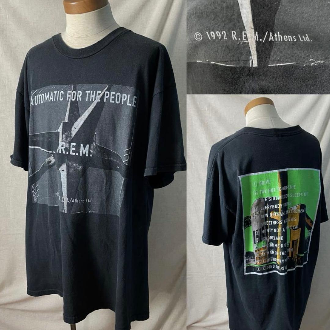 ★90s USA製 ビンテージ R.E.M. 名作 ブラック Tシャツ XL 黒